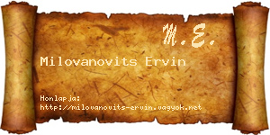 Milovanovits Ervin névjegykártya